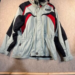 Marker Mens Ski Jacket Large Grey Black Red Colorblock Hooded Winter Coat L